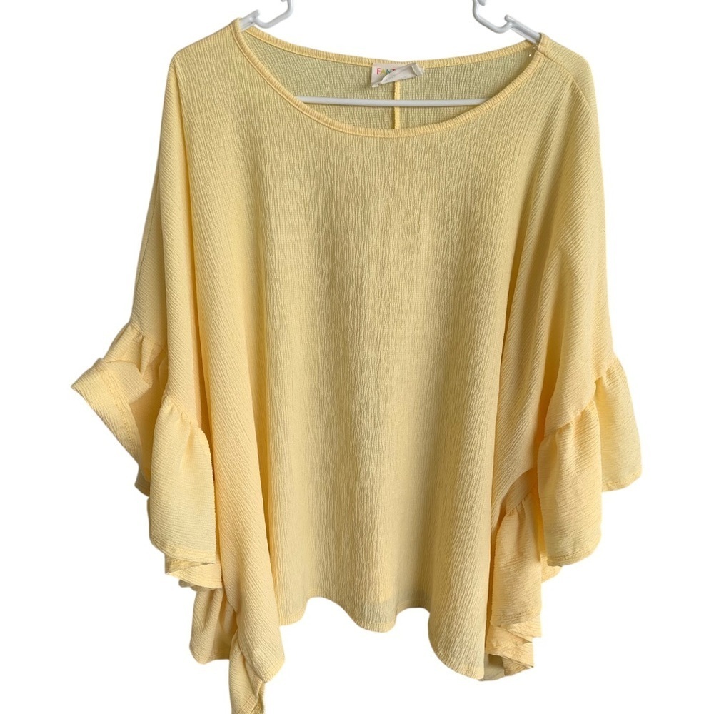 Yellow Ruffle Sleeve Women's Top Fantastic Fawn Made in California